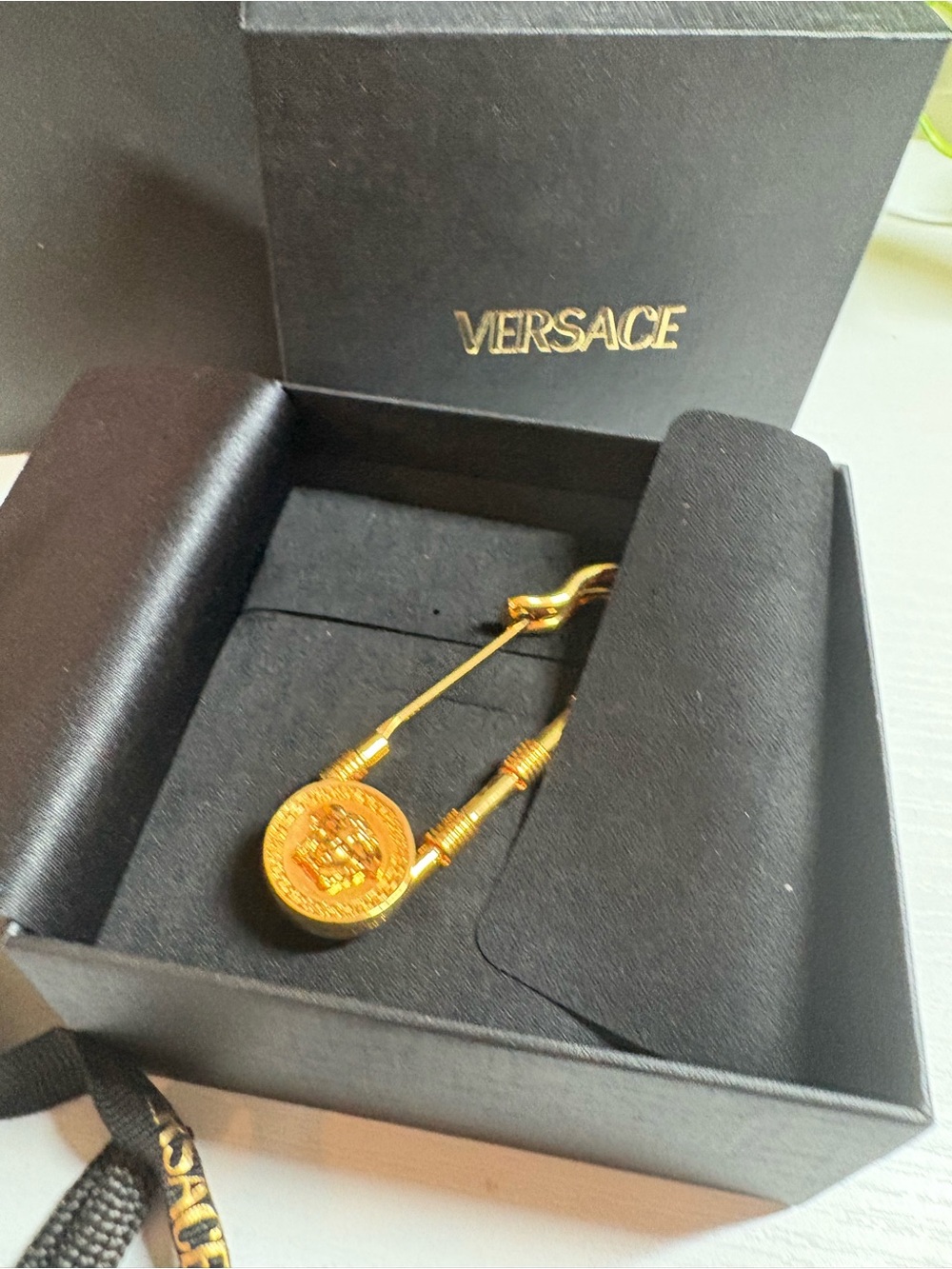 Versace Gold Medusa Safety pin Brooch